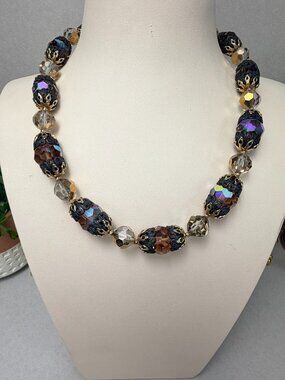 Stunning Vendome Signed Crystal Necklace Vintage Designer Statement Sz 16.5"